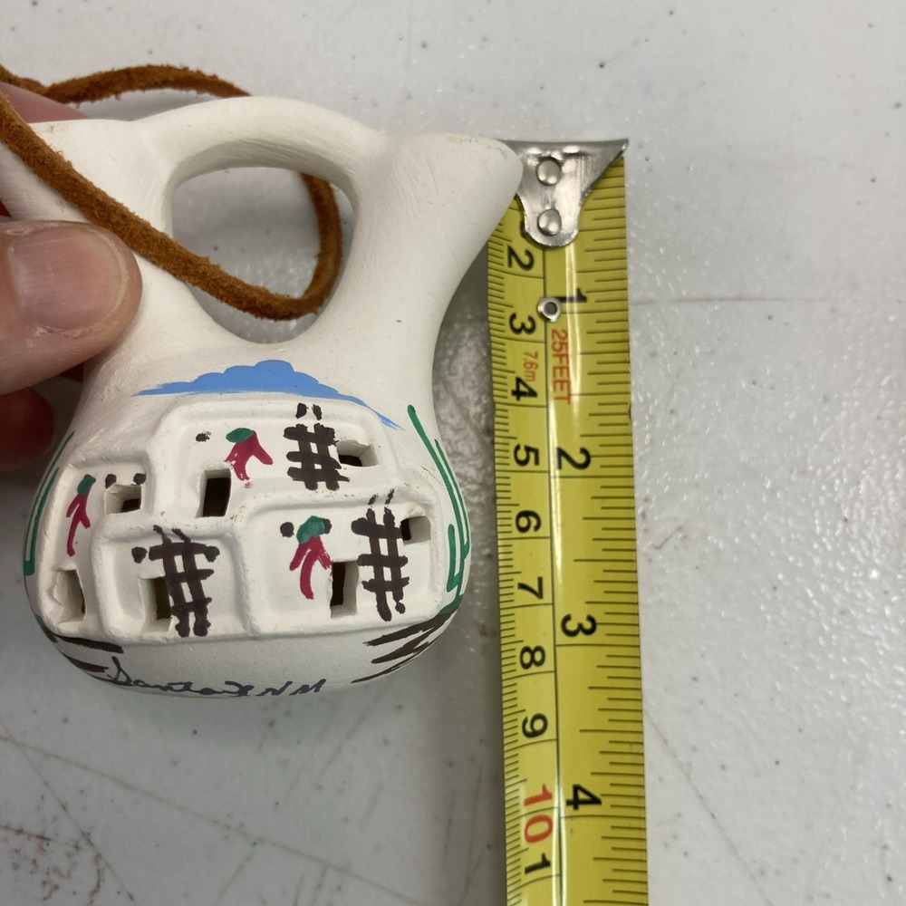 5pc Southwestern Pottery Ornament Set Santa Fe NM Hand Painted Pueblo Bell Decor - Picture 2 of 16